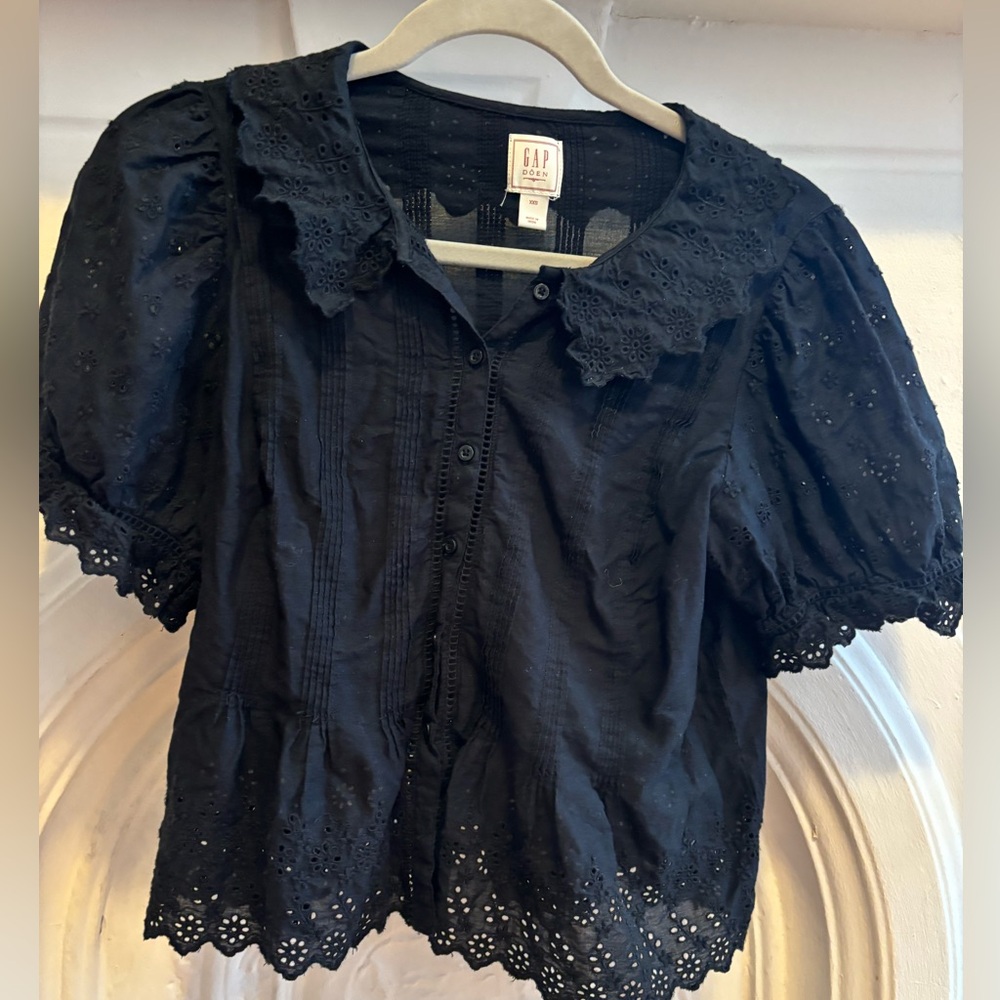 Doen x GAP Women's Black Lace Blouse xxs EUC